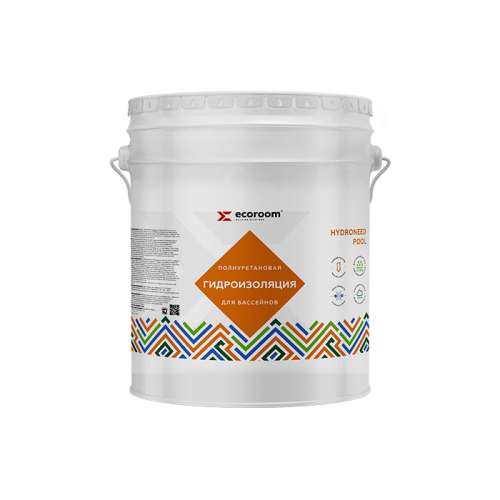 Гидроизоляция Ecoroom Hydroneed Pool, 20 кг, полиуретановая для кровли, ведро